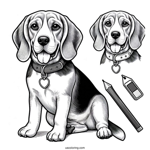 Adult Beagle With Collar And Tag
