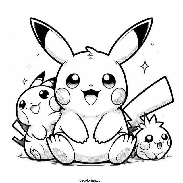 Happy Pikachu And Raichu Coloring Page Pokemon Poster