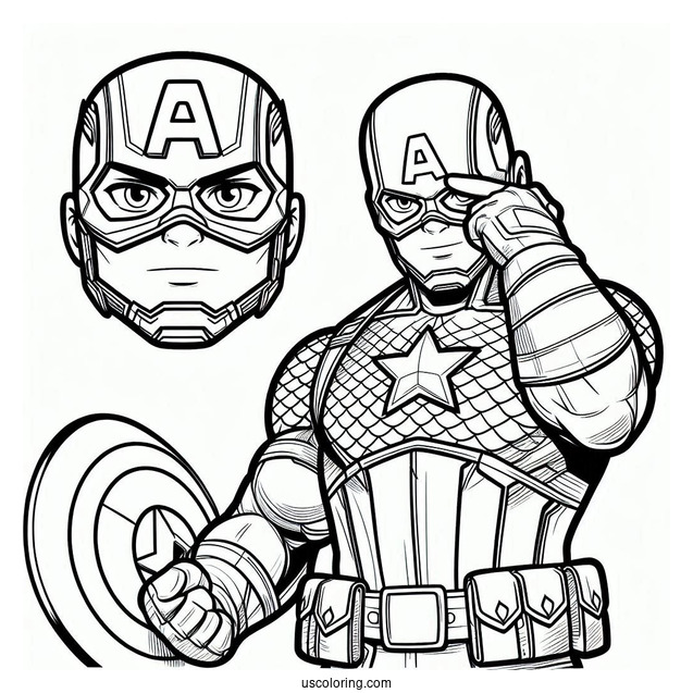 Captain America Superhero Coloring Sheet For Kids