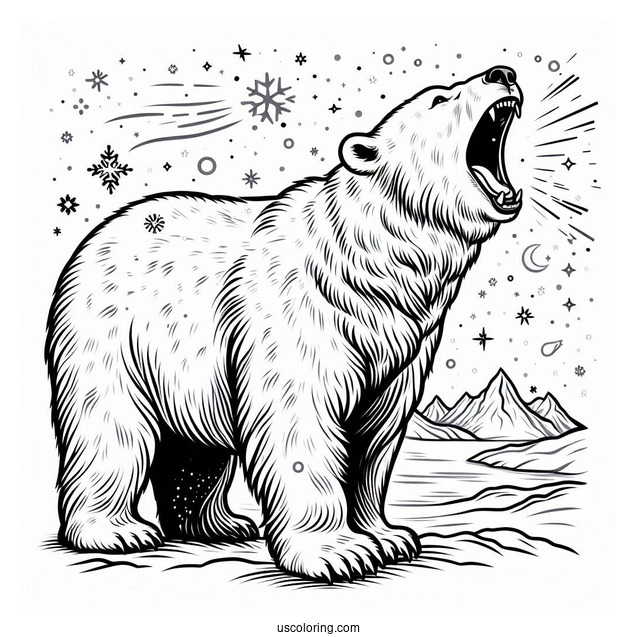 Polar Bear Roaring Coloring Page