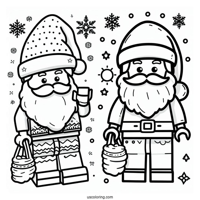 Coloring Page Of a Lego Santa Claus