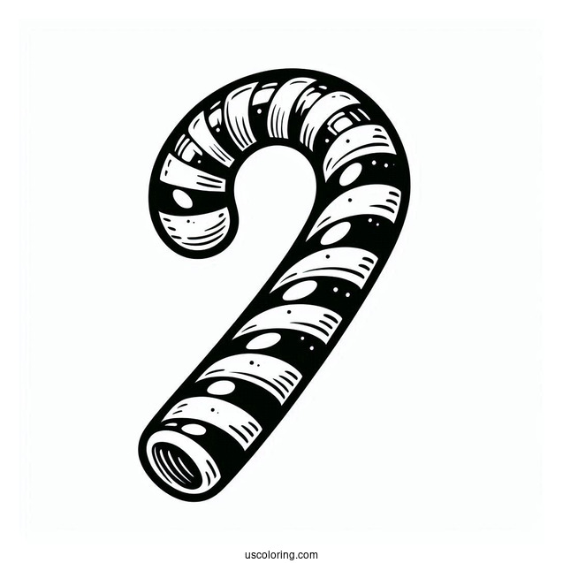 Coloring Sheet Of An Easy Candy Cane