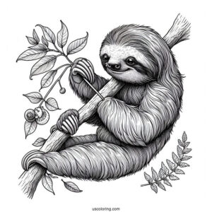 Adult Sloth Reaching Out For Food To Color