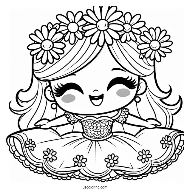 Cute Princess Daisy Coloring Page Smiling For Preschoolers