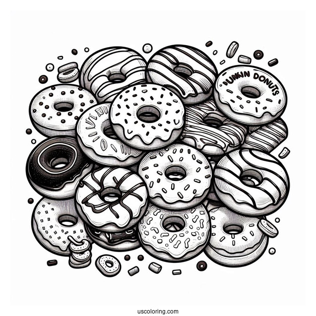 Dozen Dunkin Donuts Coloring Sheet
