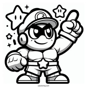 Brawl Stars Coloring Page Of Simple El Primo Pointing Up For Kids