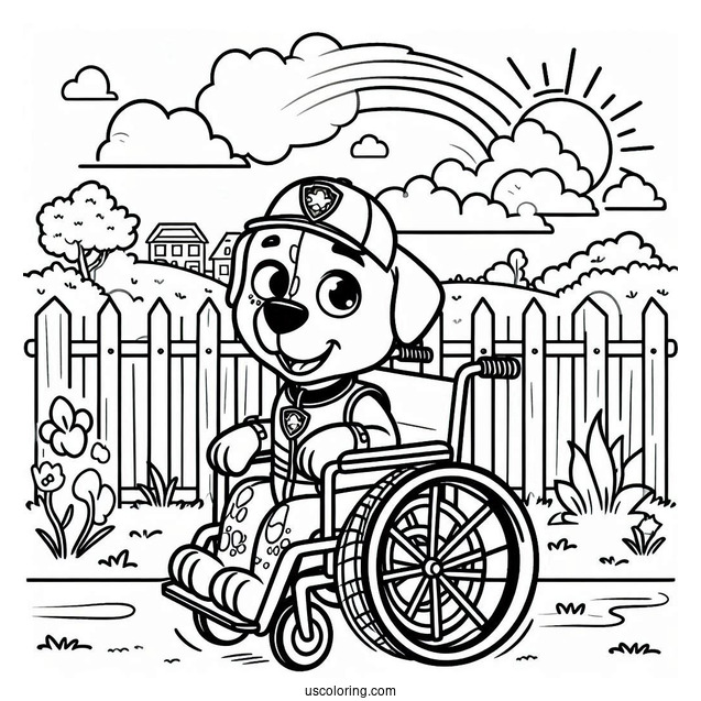 Coloring Sheet Of Rex In His Wheelchair