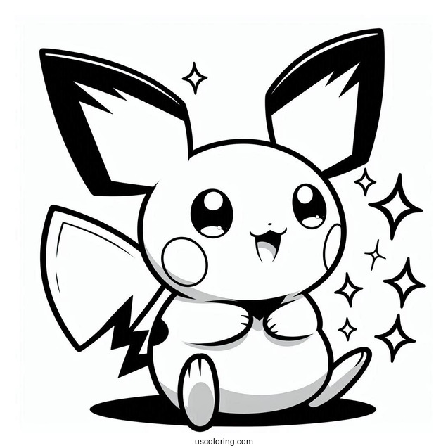 Pichu Pokemon Poster Coloring Page For Kids
