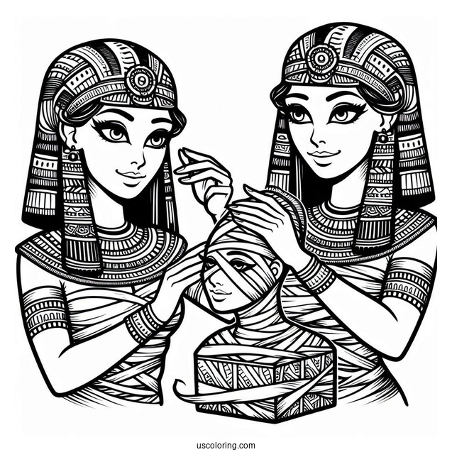 Egyptians Creating A Mummy Coloring Page
