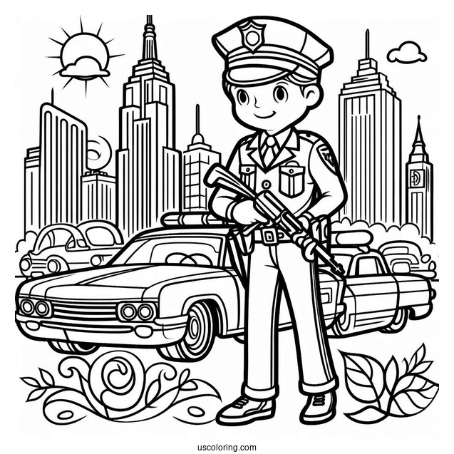 Police Man Patrolling The Streets