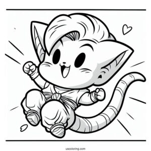 Happy Puar Jumping Dragon Ball Z Coloring Page For Kids
