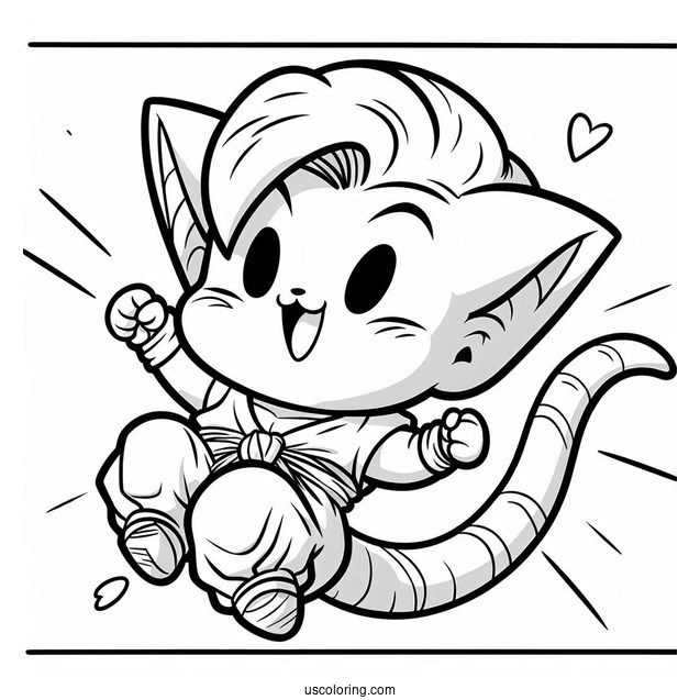 Happy Puar Jumping Dragon Ball Z Coloring Page For Kids