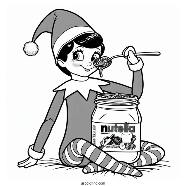 Naughty Elf On The Shelf Eating Nutella