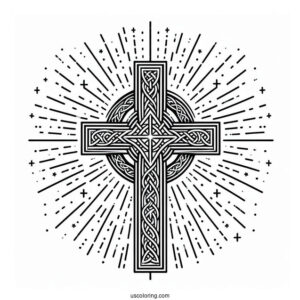 Celtic Cross With Beams From Heaven Coloring