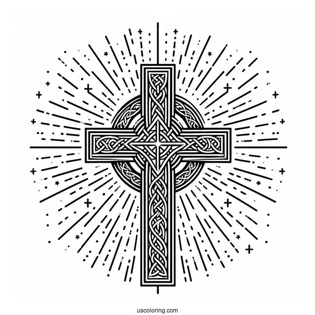 Celtic Cross With Beams From Heaven Coloring