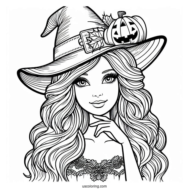 Barbie Wearing Witches Hat On Halloween