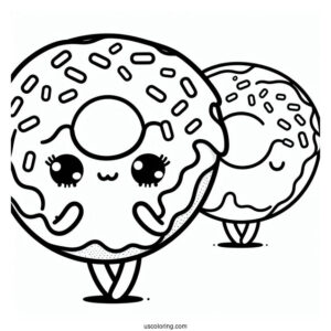 Shy Female Donut Coloring Page With Arms And Legs For Kids