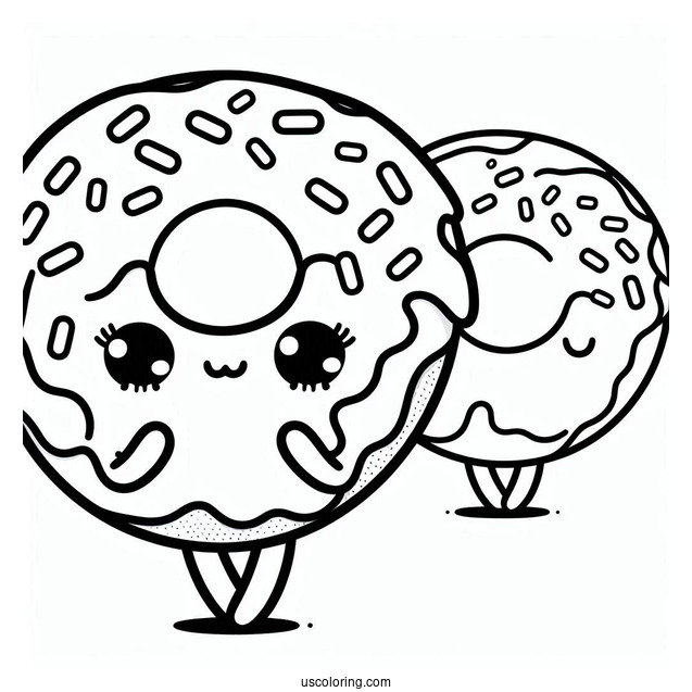 Shy Female Donut Coloring Page With Arms And Legs For Kids