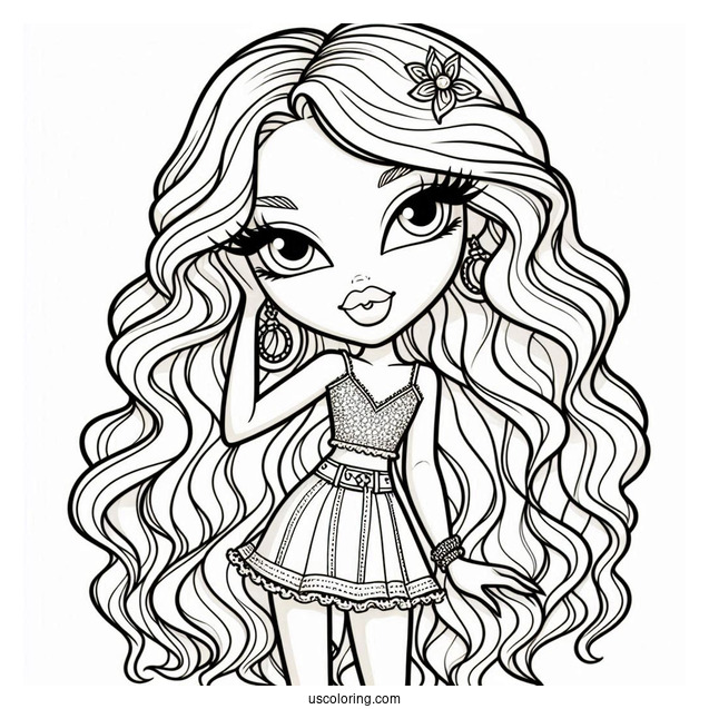 Bratz Yasmin In Skirt Coloring Sheet
