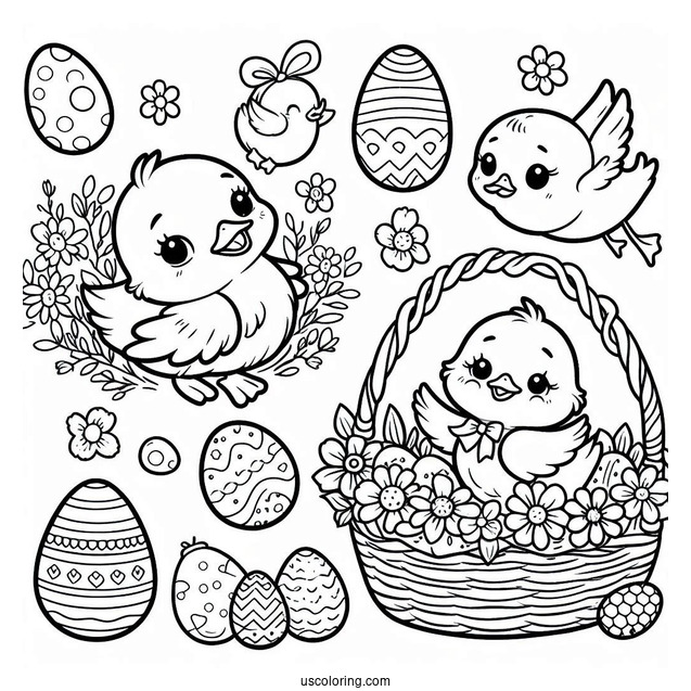 Easter Themed Ducks To Color For Kids