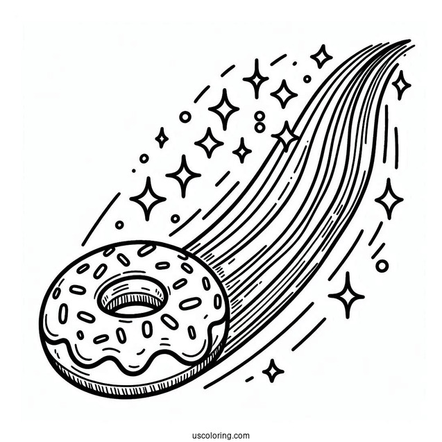 Fun Donut Coloring Page Sliding Down The Rainbow