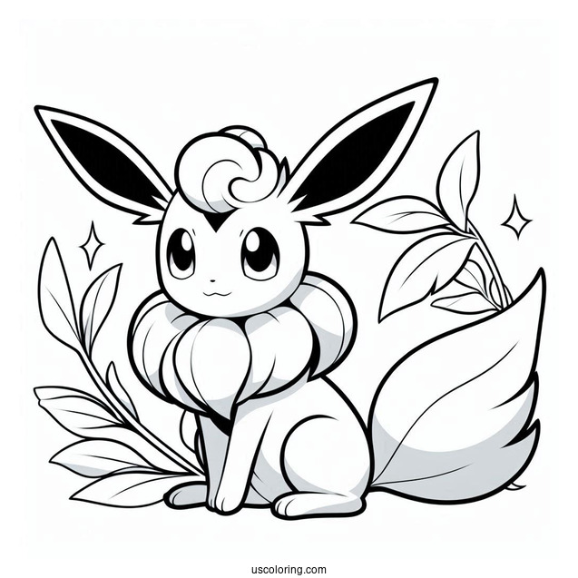 Sylveon Coloring Page Sitting Next To Leafeon