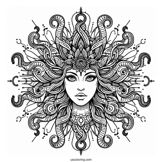 Intricate Medusa Coloring Page Mandala