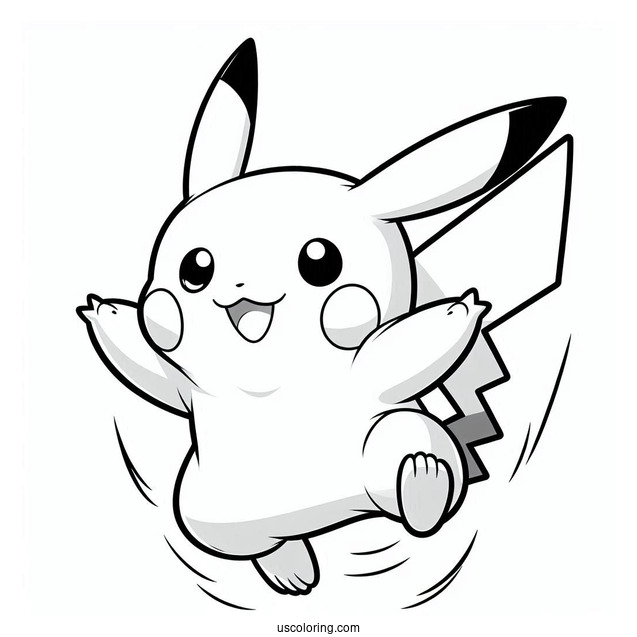 Pikachu Jumping Coloring Sheet