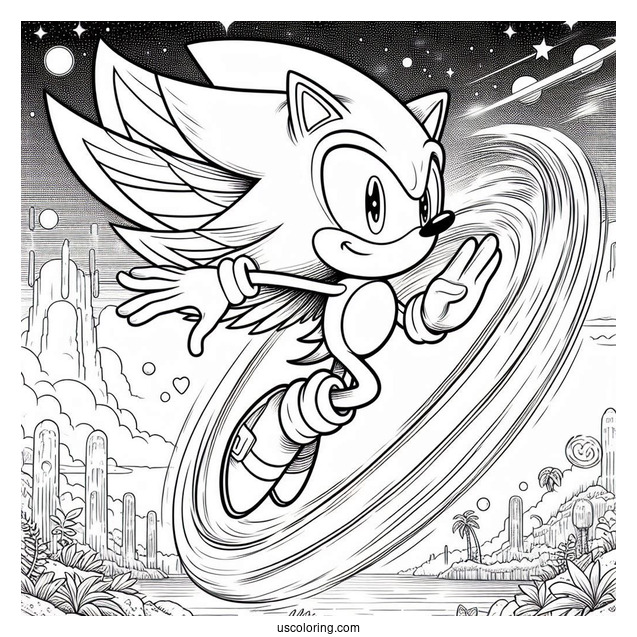 Sonic Leaping Through Air With Ring