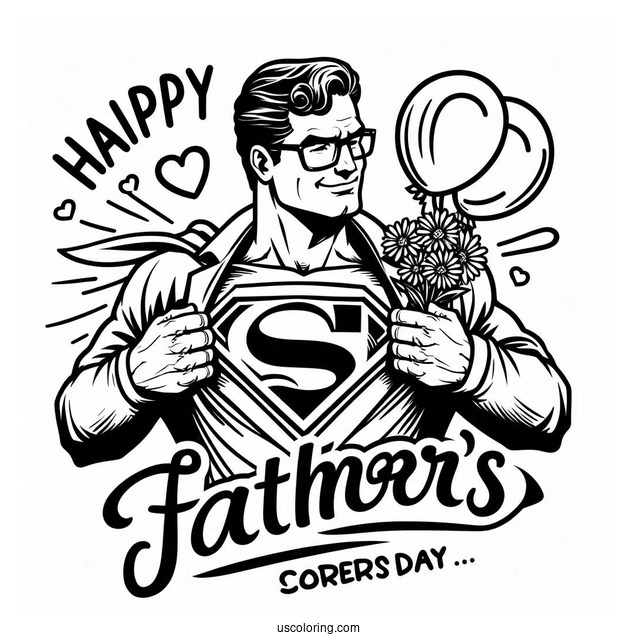 Superman Happy Father's Day Coloring Page Of Greeting