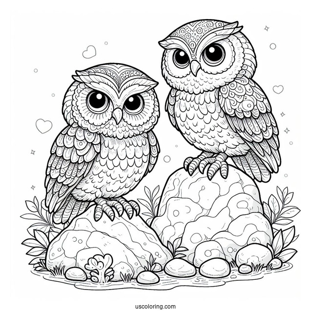 Coloring Sheet Of Owl Sitting On Rock
