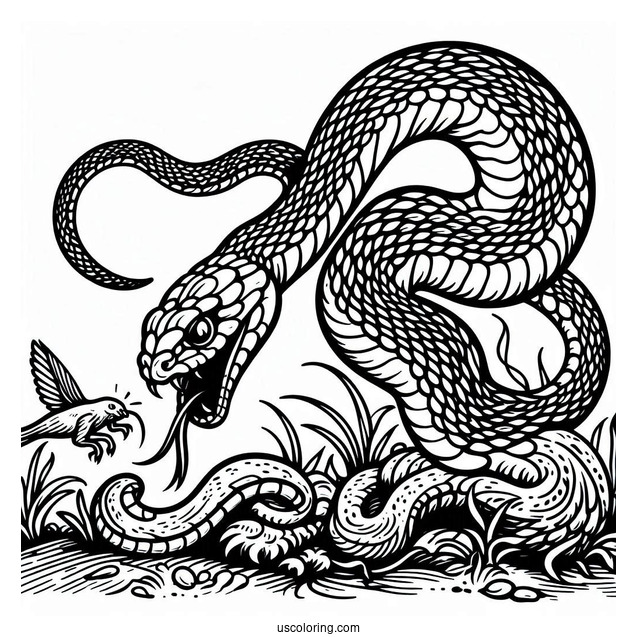 Coloring Page Of Snake Attacking Prey