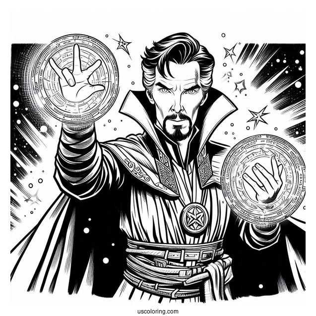 Dr. Strange Casting A Spell Coloring Sheet