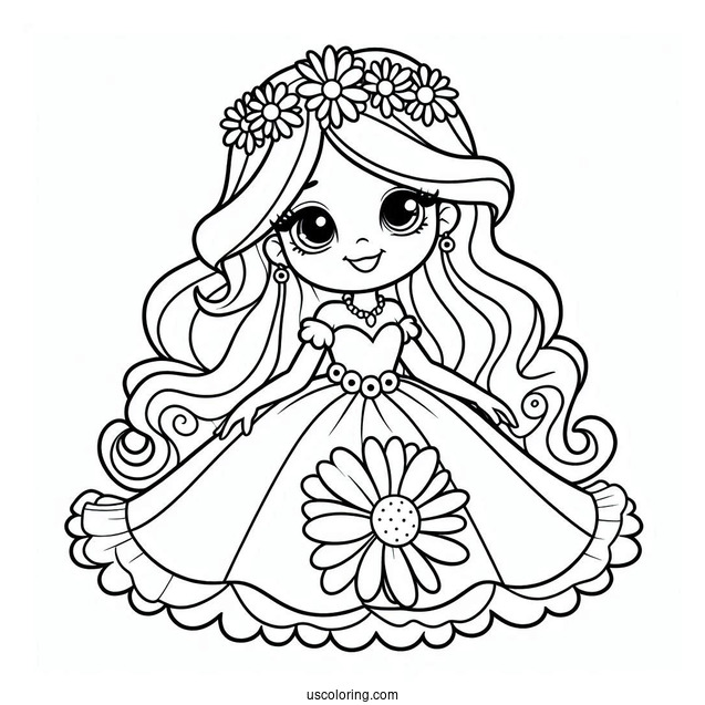 Simple Cartoon Princess Daisy Coloring Page For Kids