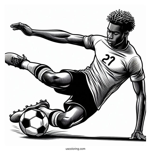 Soccer Player Doing a Slide Tackle