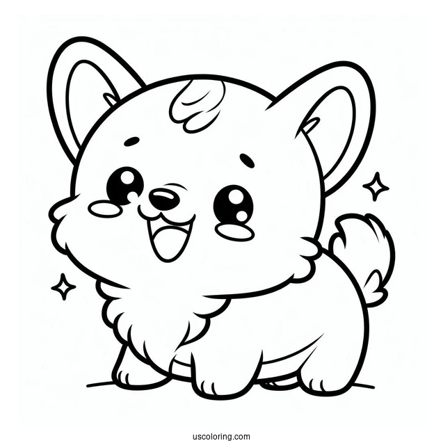 Kawaii Corgi Outline For Preschoolers