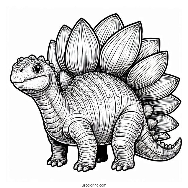 Stegosaurus Coloring Page With Detailed Skin And Dermal Plates