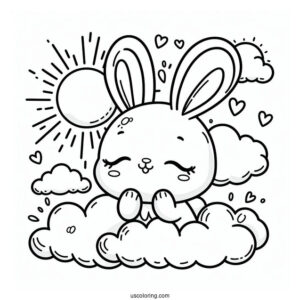 Sunny Bunnies Coloring Page Of Adorable Shiny In The Clouds