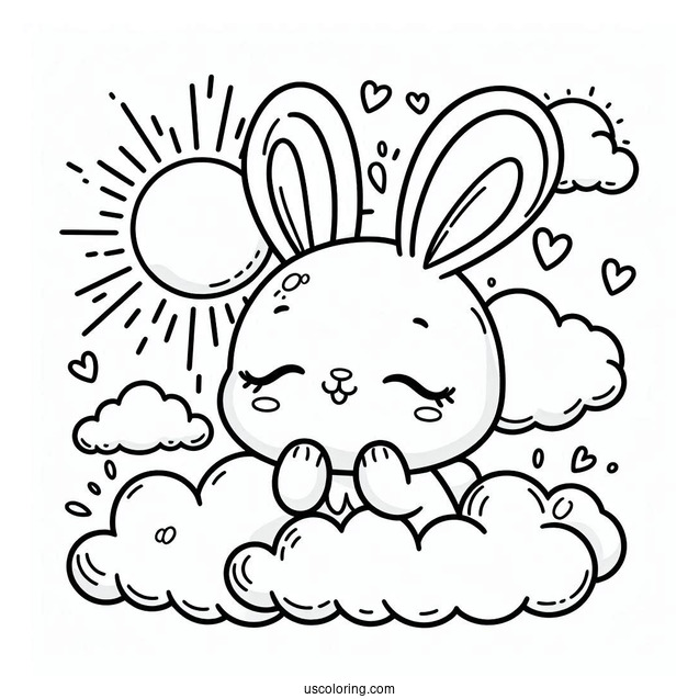 Sunny Bunnies Coloring Page Of Adorable Shiny In The Clouds