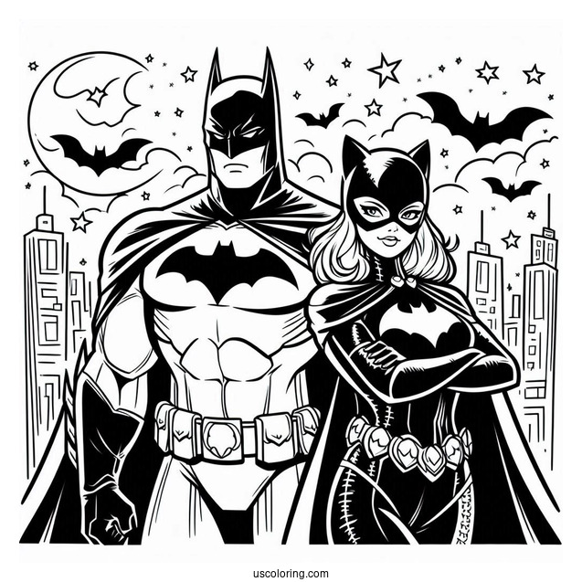 Batman And Catwoman Coloring Sheet