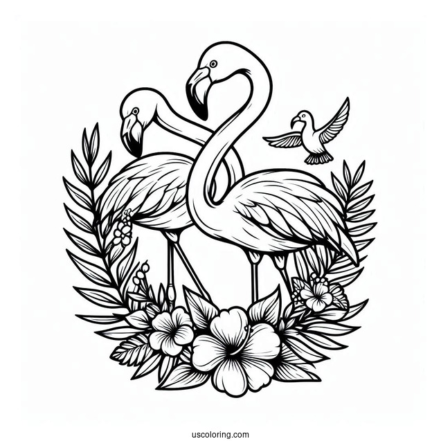 Tropical Flamingo To Color