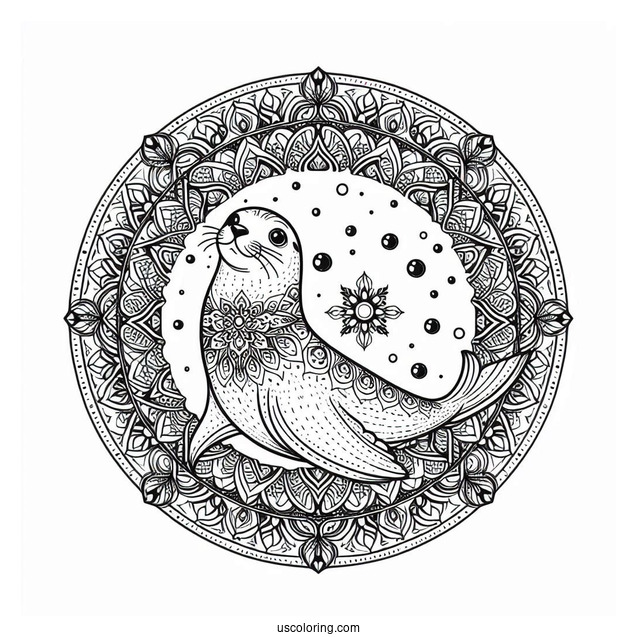 Majestic Seal Coloring Page Mandala