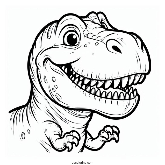 Smiling Tyrannosaurus Rex Coloring Page
