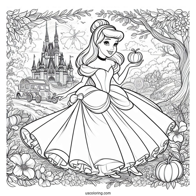 Detailed Coloring Page Of Cinderella