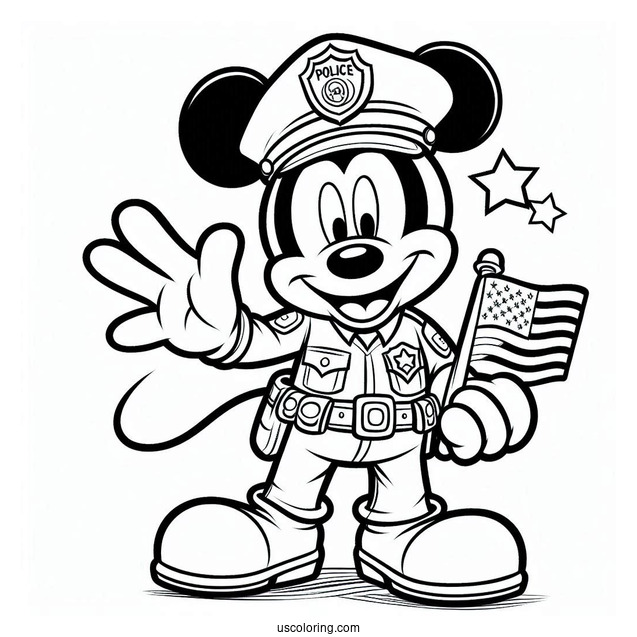 Mickey Mouse Police Officer Coloring Page