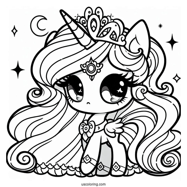 Chibi Princess Celestia Coloring Page For Kids