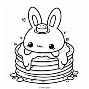 Kawaii Pancake Coloring Page Bunny With Melting Butter