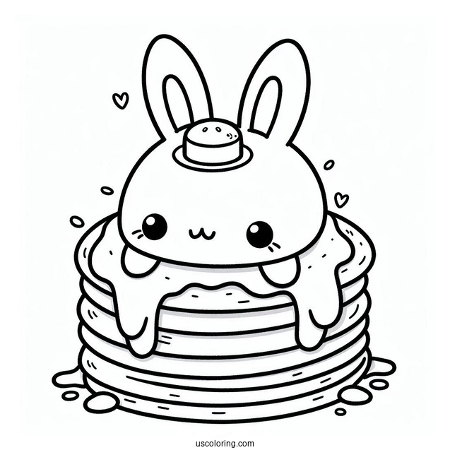 Kawaii Pancake Coloring Page Bunny With Melting Butter