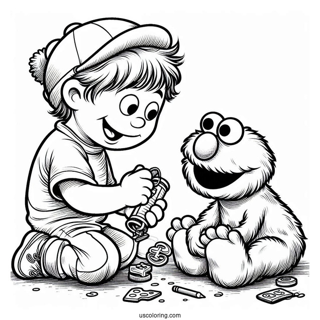 Elmo Playing With Kid Muppet