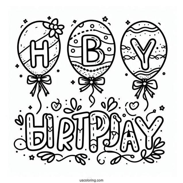 Happy Birthday Letter Balloons To Color